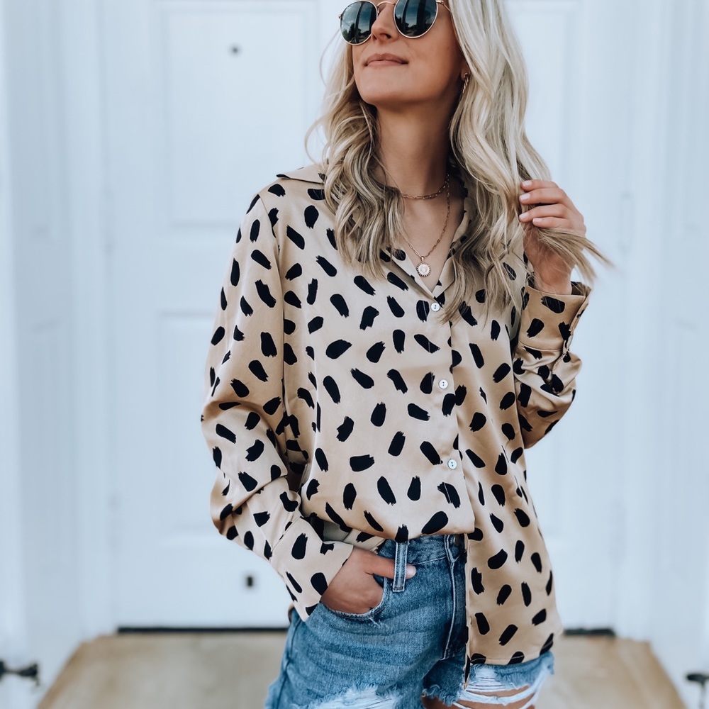 Satin button down top